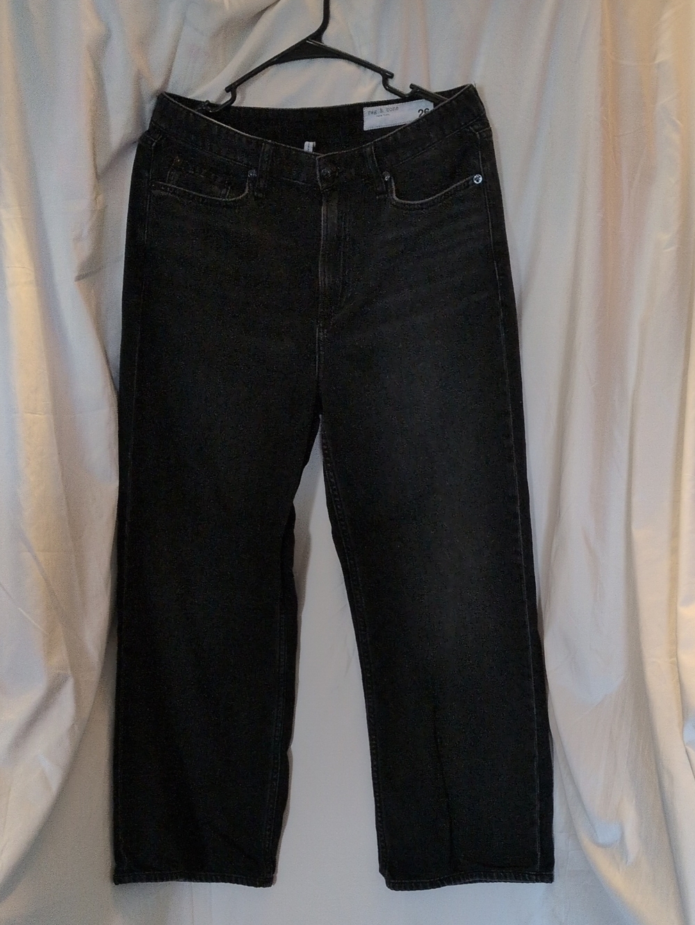 rag & bone Size 28 Black Washed Wide Leg Mid-Ride Jeans
